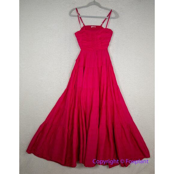 New! Anthropologie Let Me Be Cutout Tiered Dress in Magenta, women size XSP - Picture 4 of 15